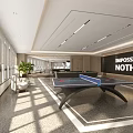 Modern Billiard Room Interior Design With Natural Light Motivational Quote Wall And Potted Plants