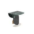 Modern Green Marble Top Side Table With Black White Base And Gold Metal Accent
