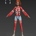 Game Movie Character In Pink LOVE 86 Outfit