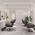 Stylish Modern Hair Salon Interior Design With Comfortable Chairs Mirrors Lighting And Marble Counters