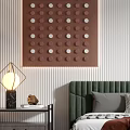 Modern Bedroom Interior With Green Headboard Bed Brown Decorative Wall Nightstands Lamp And Potted Plant