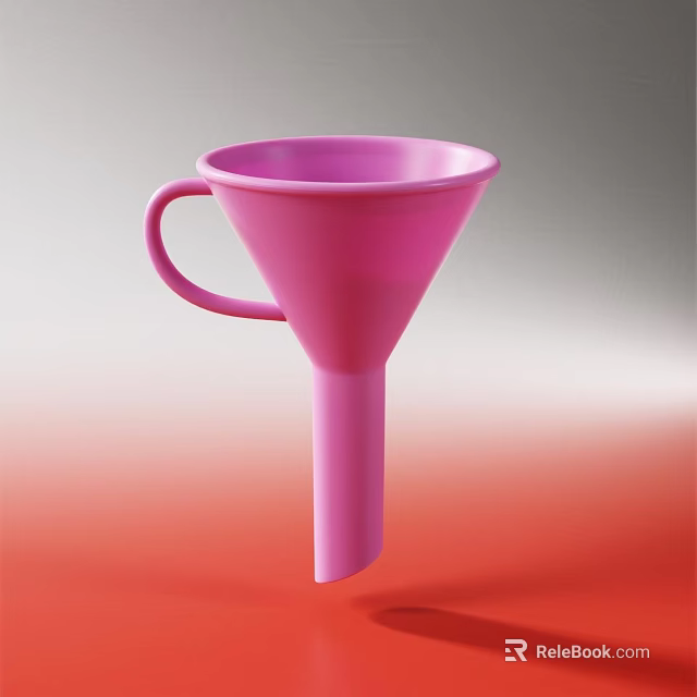 Pink Plastic Funnel Kitchen Utensil with Handle for Easy Liquid Pouring 3d model 