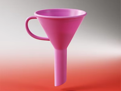 Pink Plastic Funnel Kitchen Utensil with Handle for Easy Liquid Pouring 3d model