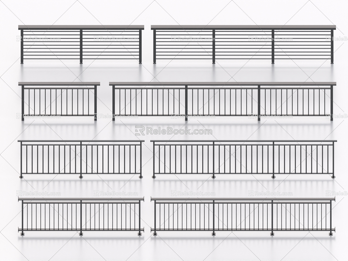 Railing Fence Guardrail Handrail Fence Iron Railing Fence Fence Wooden Railing 3d model