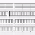 Railing Fence Guardrail Handrail Fence Iron Railing Fence Fence Wooden Railing 3d model