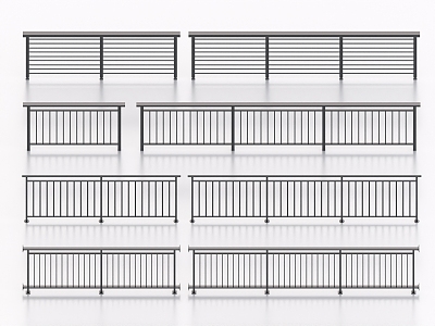 Railing Fence Guardrail Handrail Fence Iron Railing Fence Wooden Railing 3d model