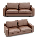 Modern Brown Leather Two Seater Sofa With Comfortable Cushions And Armrests 3d model
