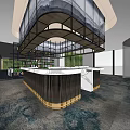 Modern Lounge Area Interior With Marble Counter Green Plants Suspended Ceiling And Glass Walls