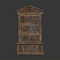 Antique Style Wooden Multi Tiered Brown Shelf With Compartments And Carved Base Design