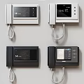 Modern Indoor Doorbell With Coiled Cord Display Screen And Black White Design