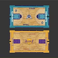 Two Basketball Courts Featuring Lakers Logo Blue And Yellow Purple Surface Design