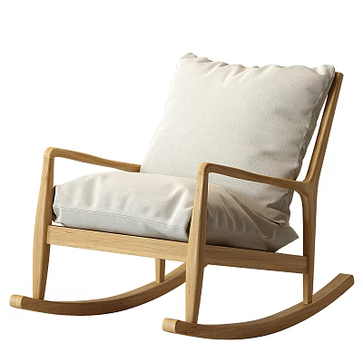 Modern Leisure Rocking Chair with Light Wood Frame and Soft Fabric Cushion for Comfortable Relaxation 3d model
