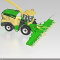 Green And Yellow Agricultural Forage Harvester With Cutting Platform Cab And Harvesting Arm