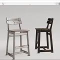 Vintage Wooden Bar Stools With Light And Dark Finish And Simple Backrest Design