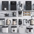 Various Modern Kitchenware Including Coffee Makers Rice Cookers And Cookware Tools