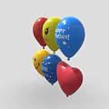 Colorful Celebration Balloons With Red Yellow Blue Smiley Heart Happy Birthday Thank You