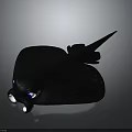 Cute Black Cartoon Ray Marine Animal With Big Shiny Eyes And Playful Appearance