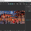 Traditional Ancient Architecture With Red Lanterns Full Moon And Crowded Night Scene