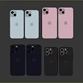 Apple Smartphones In Multiple Colors With Various Rear Camera Designs 3d model