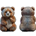 Cute Stuffed Bear Toy Front and Back View With Soft Plush Material Sitting Position