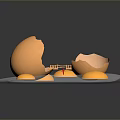 Organic Fresh Cracked Eggshells With Runny Yolks On Glass Surface