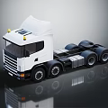White Utility Truck 3D Render With Cab Multiple Wheels And Surface Reflection 3d model