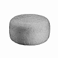 Round Woven Ottoman Light Blue And Beige Two Tone Handmade Design