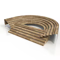 Curved Wooden Staircase Structure With Layered Steps And Central Circular Hollow