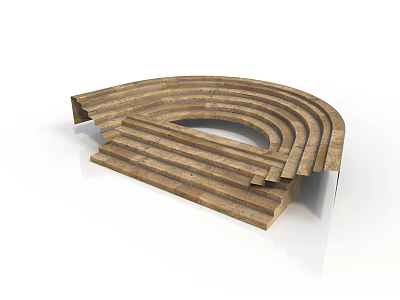 Curved Wooden Staircase Structure With Layered Steps And Central Circular Hollow 3d model