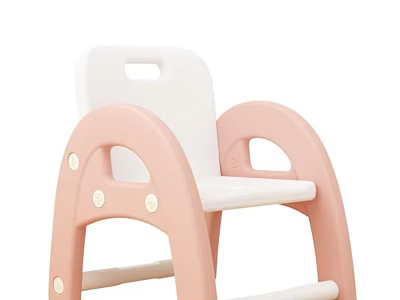Pink and White Kids Chair with Step Design Rounded Edges Safe and Comfortable for Toddlers 3d model