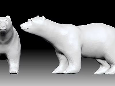 Two White Reptile 3D Models Standing Against Black Background 3d model
