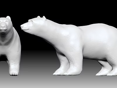 Two White Reptile 3D Models Standing Against Black Background 3d model