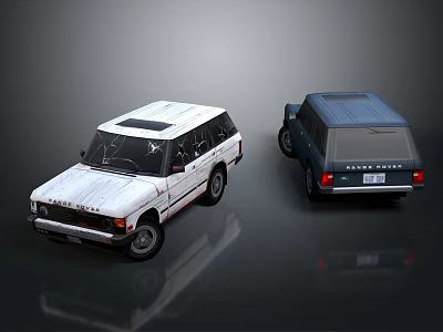 Two Classic SUV Models in White and Dark with Retro Design Features 3d model