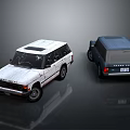 Two Classic SUV Models in White and Dark with Retro Design Features 3d model