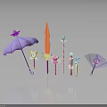 Decorative Fantasy Weapons with Star Flower Gem Umbrella Sword Wand and Fan Designs
