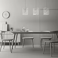 Nordic Dining Table and Chair Combination Dining Table and Chair Side Cabinet Combination 3d model