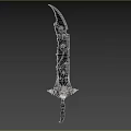 Intricate Skull Decorated Mythical Sword With Skeleton Engravings And Dark Fantasy Design