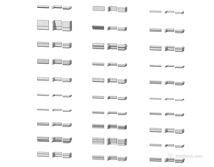 Various Decorative Corner Lines For Home Furniture And Wall Decoration 3d model 