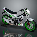 Modern and Stylish White Motorcycle with Green Accents Sporty Design Black Seat and Alloy Rims