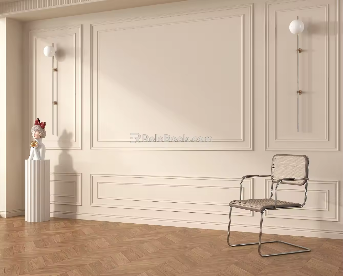 French plaster line background wall plaster components 3d model