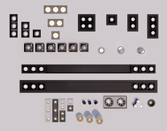 Modern downlight combination 3d model