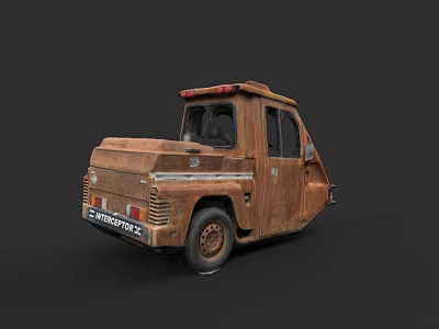 Rusty Old Small Truck With STRICTOR 2X Label And Weathered Exterior 3d model