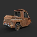Rusty Old Small Truck With STRICTOR 2X Label And Weathered Exterior