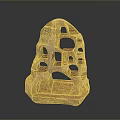 Abstract Terracotta Sculpture Carving With Intricate Hollowed Out Cutouts On Black Background