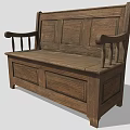Outdoor Wooden Bench with Backrest Armrests and Storage Compartment Design
