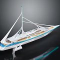 Futuristic Modern Water Transport Vessel With Streamlined White Hull And Blue Stripes