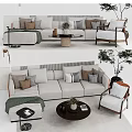 Modern Sofa Coffee Table Combination Single Sofa Coffee Table Leisure Chair Side 3d model