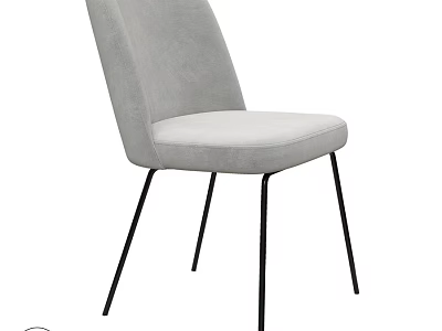 Modern Light Gray Upholstered Single Chair With Black Slim Metal Legs 3d model
