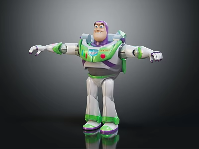 Buzz Lightyear Toy Story Space Ranger With Green White Uniform Outstretched Arms Standing Pose 3d model