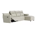 Modern Beige Leather Reclining Sectional Sofa With Corner Design For Living Room